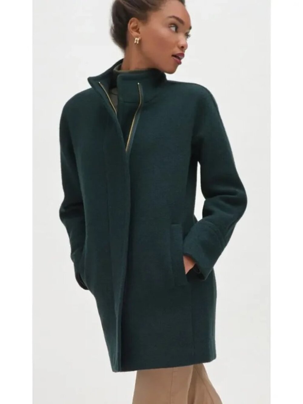 J. Crew - City Coat - Cocoon, Wool Blend, Deep Forest Green